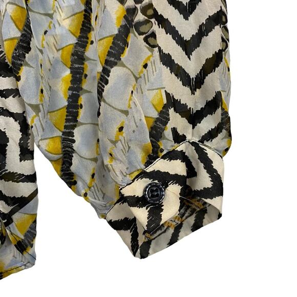 Hale Bob Black 100% Silk Beaded Neck Blouse Top Size Small - Picture 2 of 9